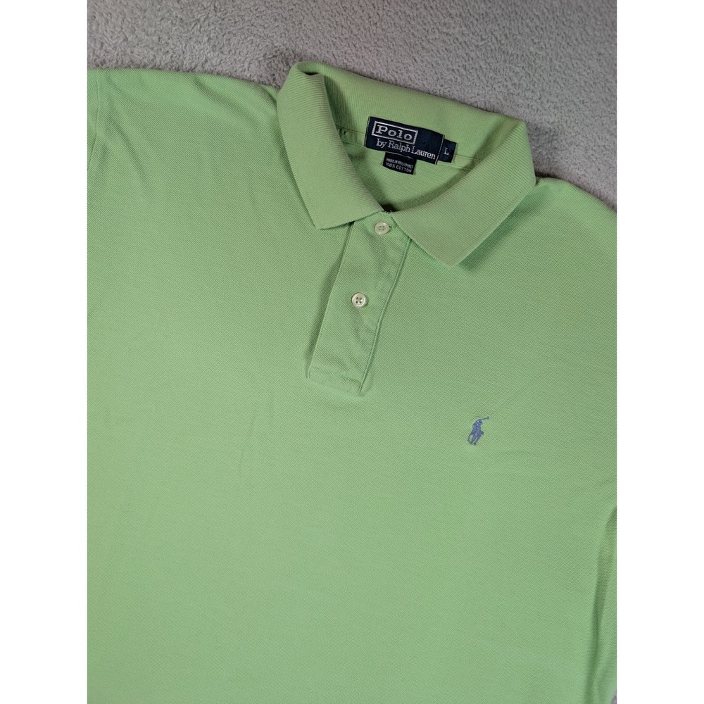 Polo Ralph Lauren Mens Large Green Short Sleeve Cotton Pique Pony Logo Polo
